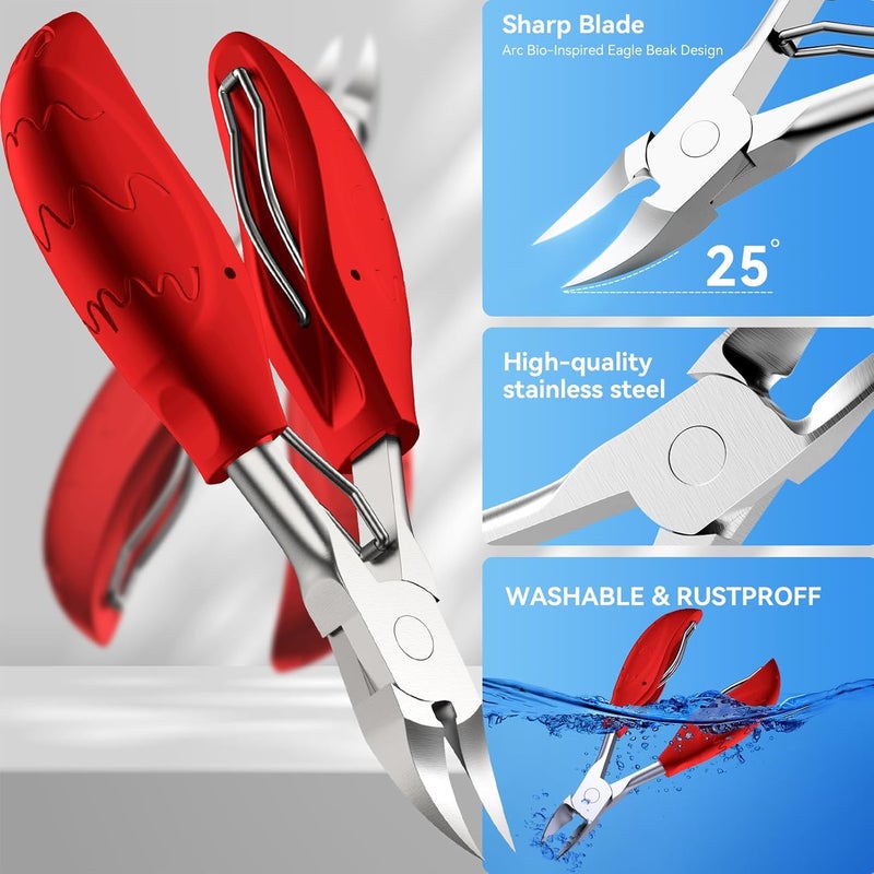 INXENG Toenail Clippers for Seniors Thick Ingrown Toenails, Toe Nail Clippers Set for Men Women, Heavy Duty Fingernail Clippers-Professional Pedicure Tools for Feet,Stainless Steel Manicure and Pedicure Kit - Image 2